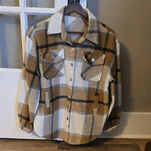 Plaid Button-Up Shirt Jacket